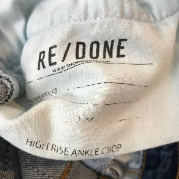 RE/DONE Originals Jean High Rise Ankle Crop 5 Pocket Button Up Size 28 - Picture 8 of 9